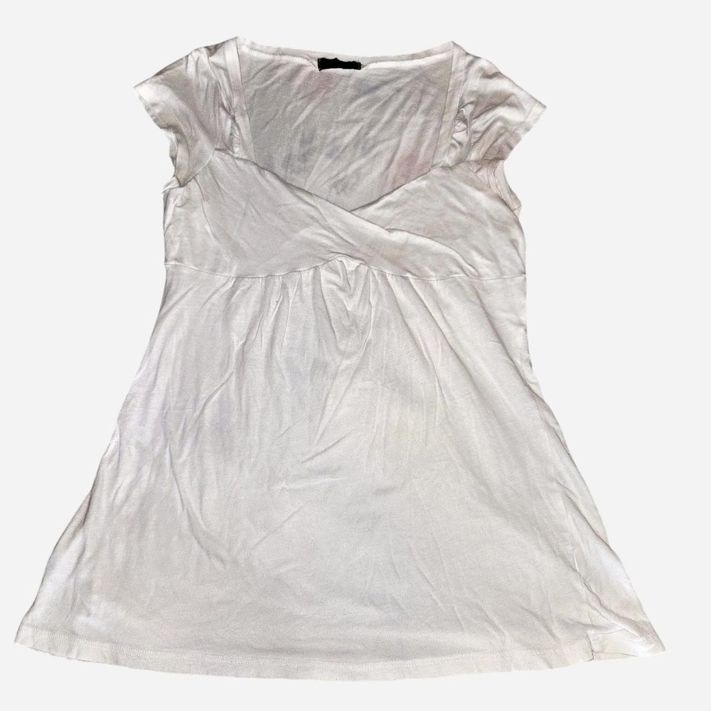 2000s White Y2K Babydoll Top – Size Medium 🤍✨